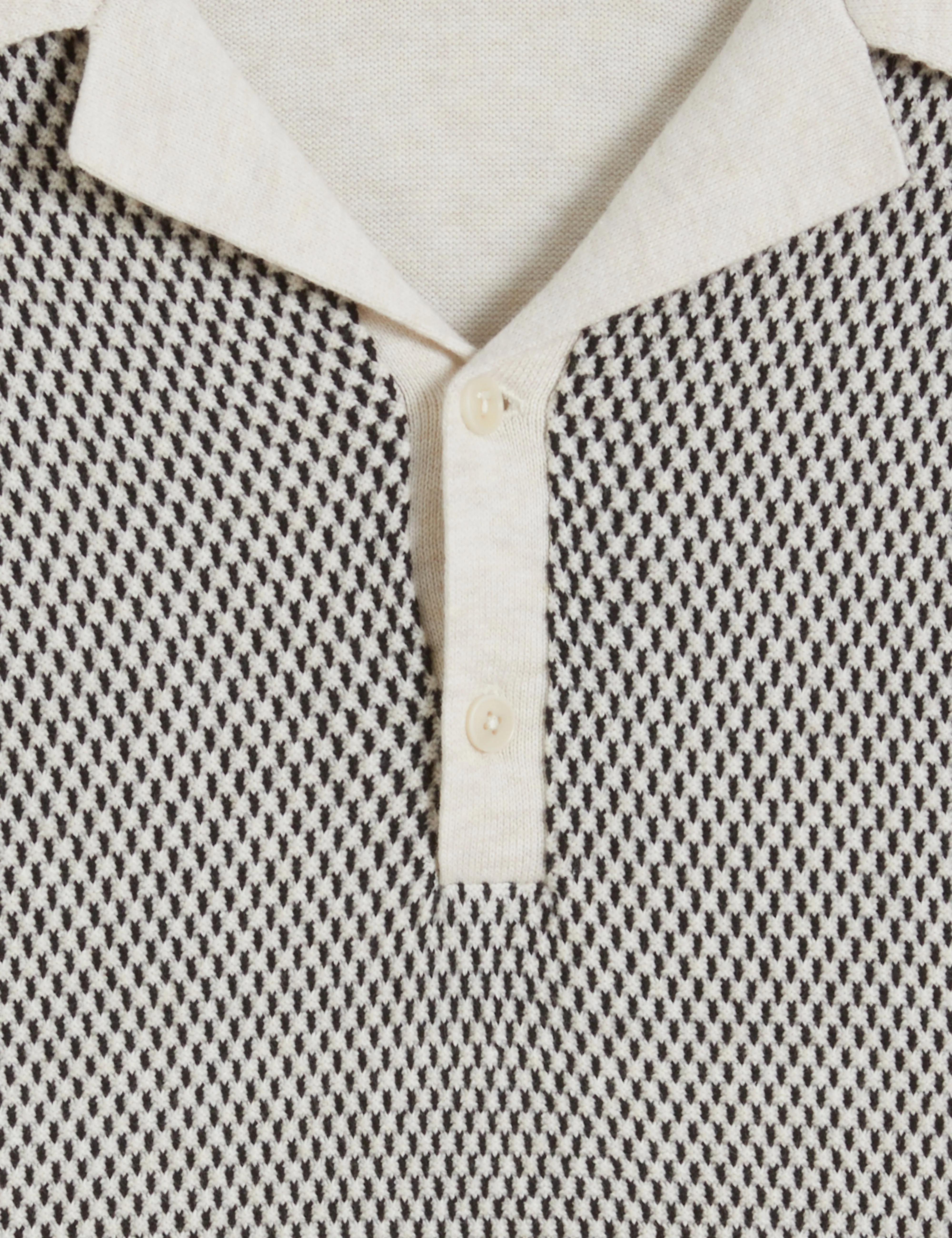 Gregry Short Sleeve Small Stitch Knitted Polo Shirt Natural