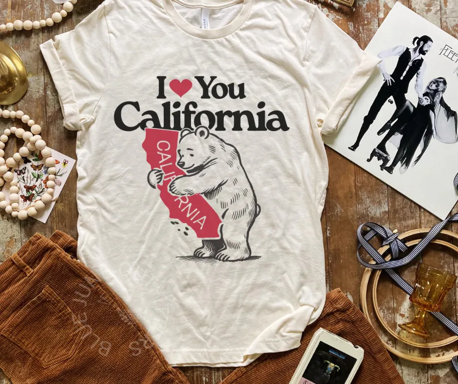 I LOVE CALIFORNIA | RETRO I HEART CALIFORNIA STATE BEAR TEE
