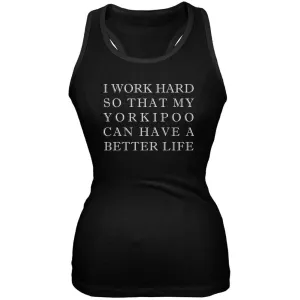 I Work Hard for My Yorkipoo Black Juniors Soft Tank Top