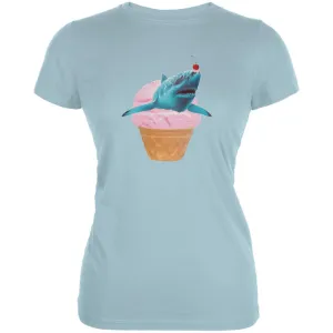 Ice Cream Cone Shark Light Aqua Juniors Soft T-Shirt