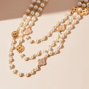 Idokawa Faux Pearl Necklace for Women Chunky Pearl Necklaces for Women White Pearl Beaded Necklace Pearl Statement Necklace Adjustable Big Pearl Necklace Wedding Party Jewelry