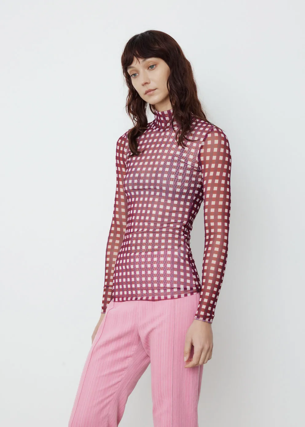 Jodi Mesh Roll Neck Top