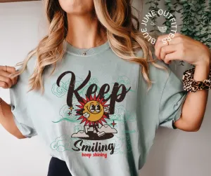 Keep Smiling Keep Shining | Comfort Colors Retro Sunshine Tee