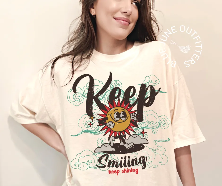 Keep Smiling Keep Shining | Comfort Colors Retro Sunshine Tee