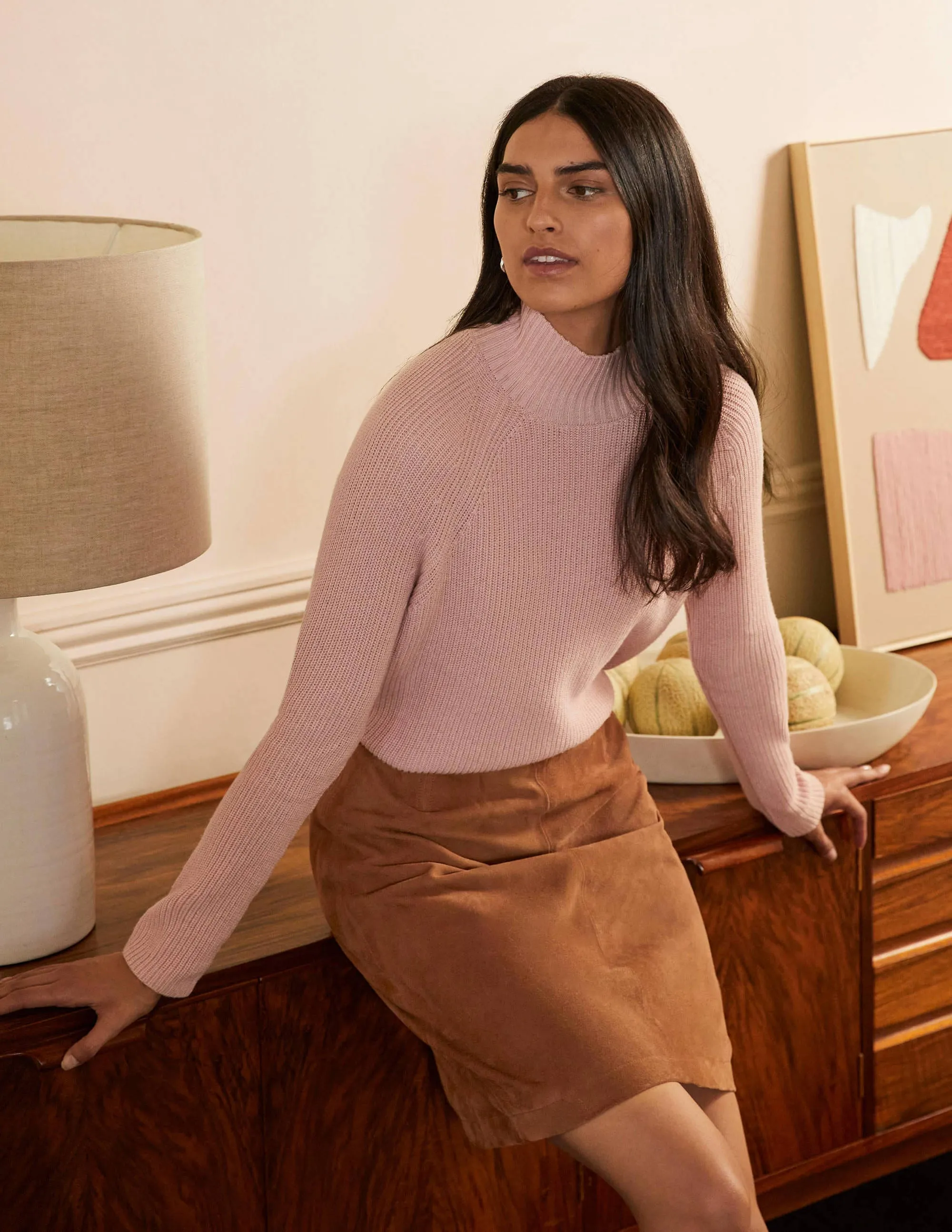 Lilian Suede Mini Skirt-Camel