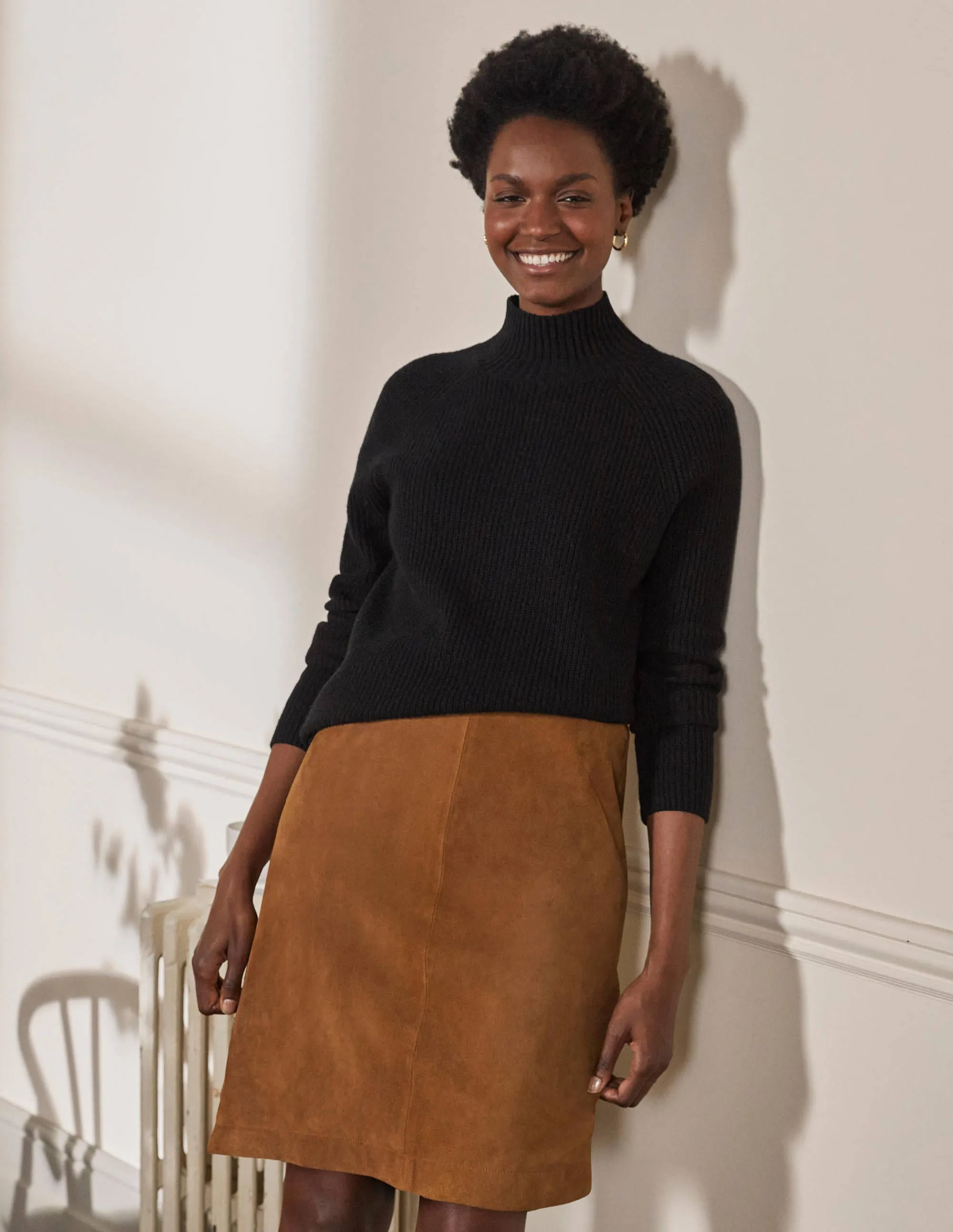 Lilian Suede Mini Skirt-Camel
