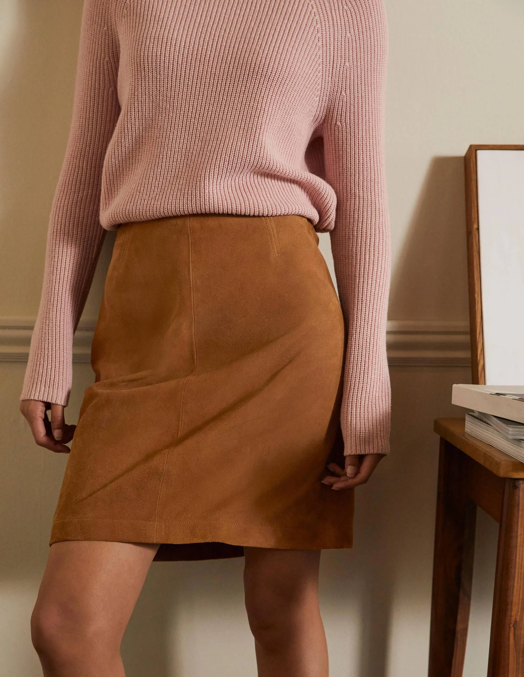 Lilian Suede Mini Skirt-Camel