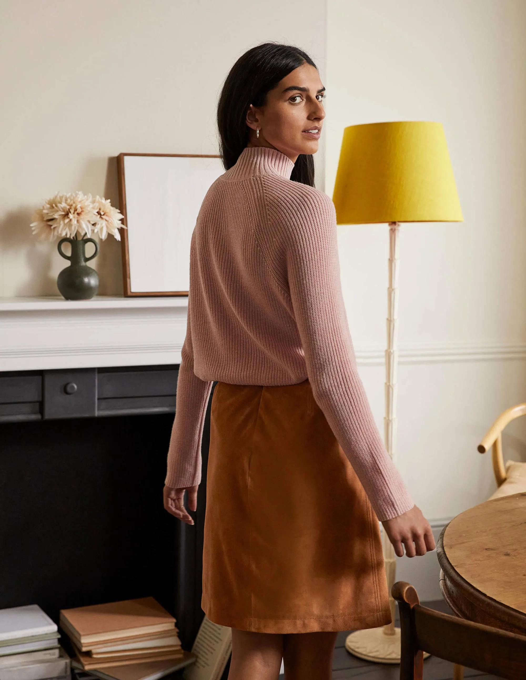 Lilian Suede Mini Skirt-Camel