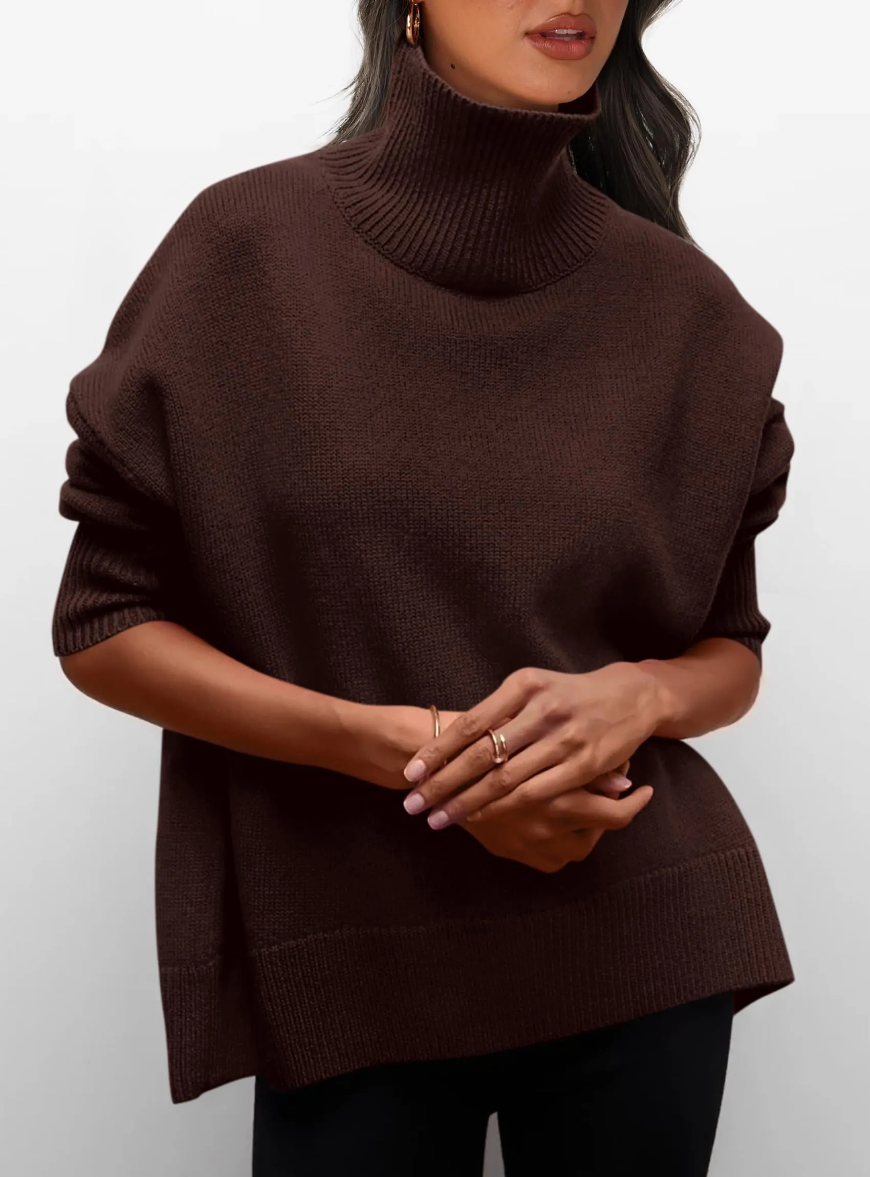 Long Sleeve Oversized Chunky Knitted Casual Turtleneck Sweaters