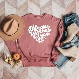 Love One Another Christian Bible Sponge Fleece Crewneck Sweatshirt