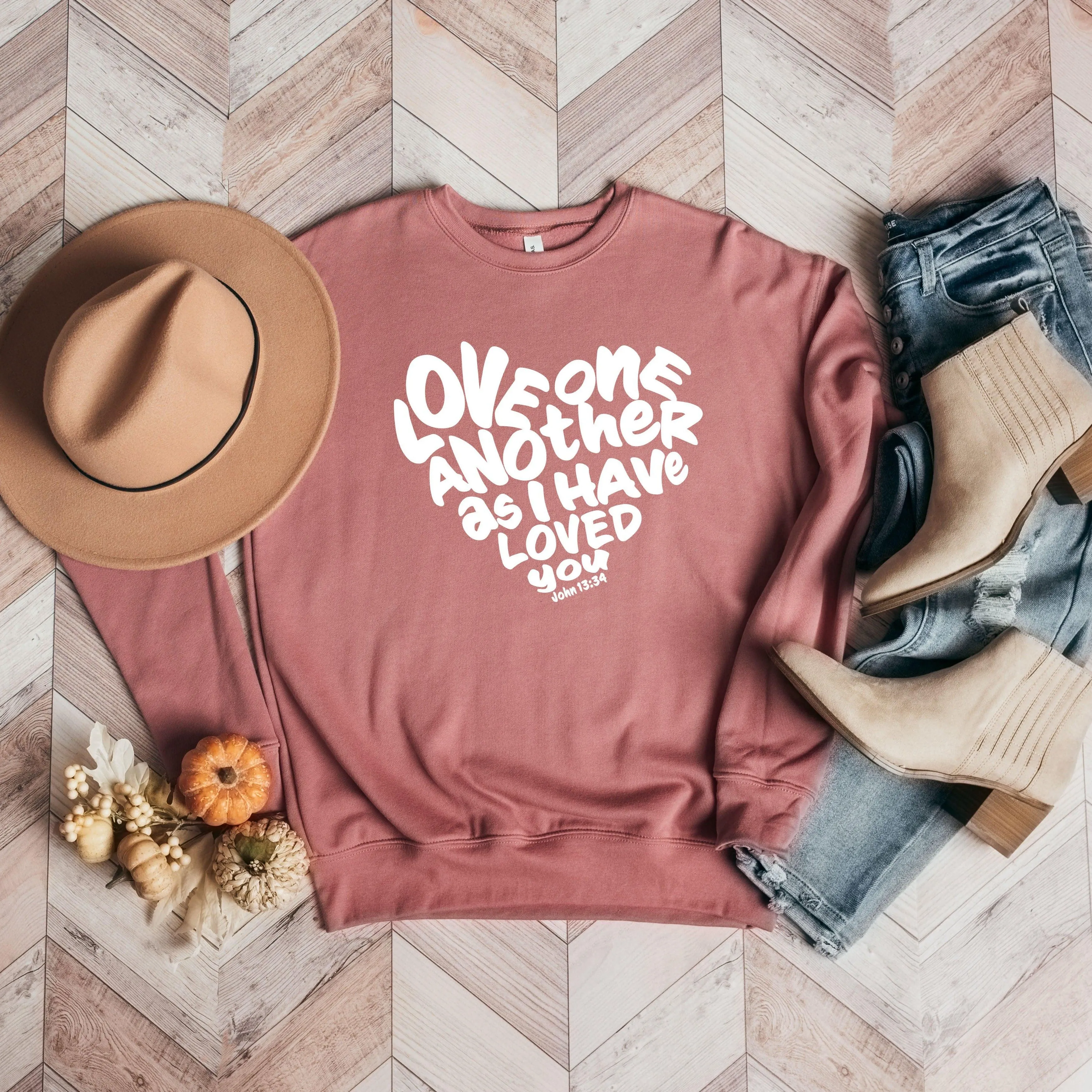 Love One Another Christian Bible Sponge Fleece Crewneck Sweatshirt