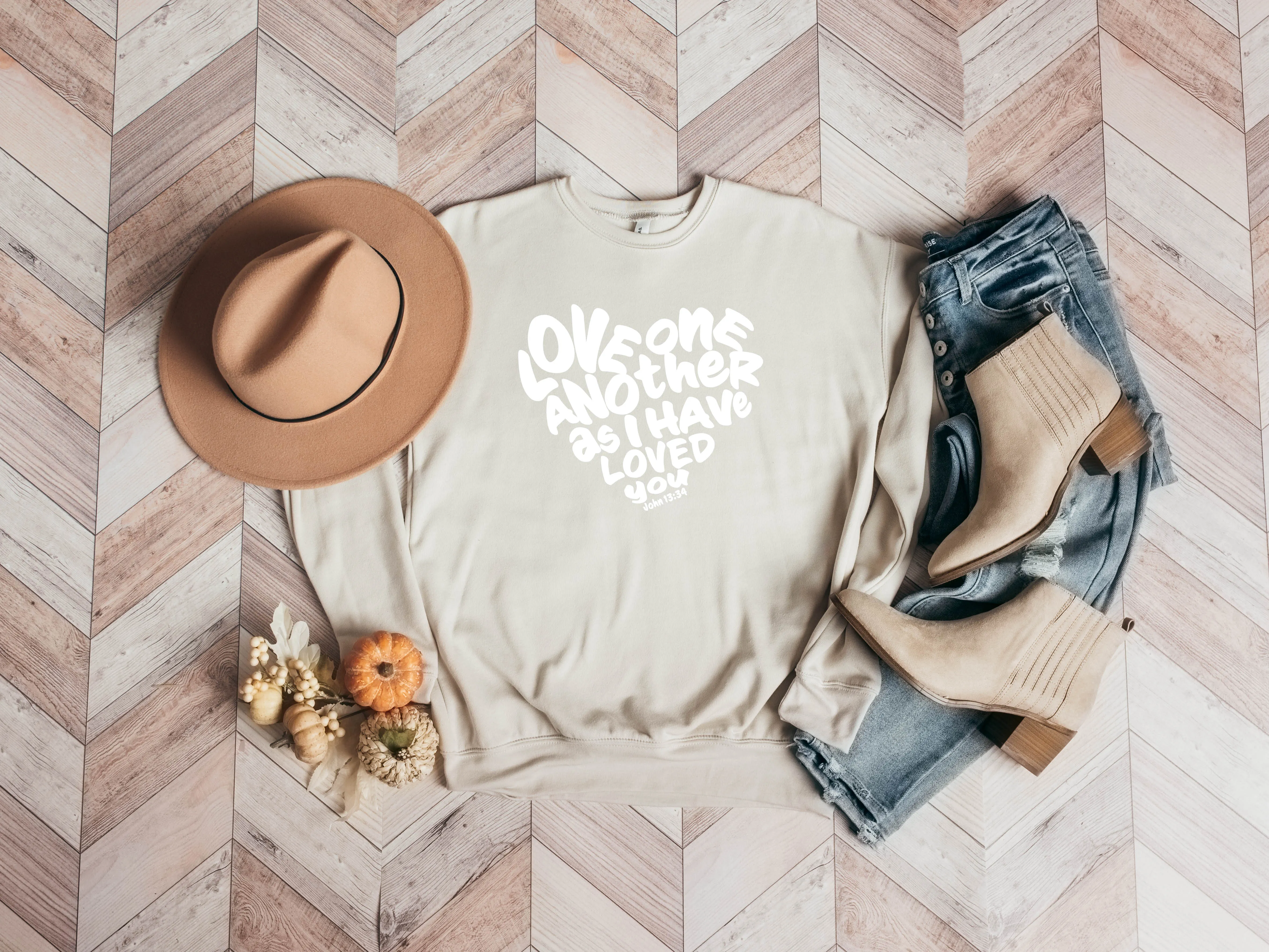 Love One Another Christian Bible Sponge Fleece Crewneck Sweatshirt