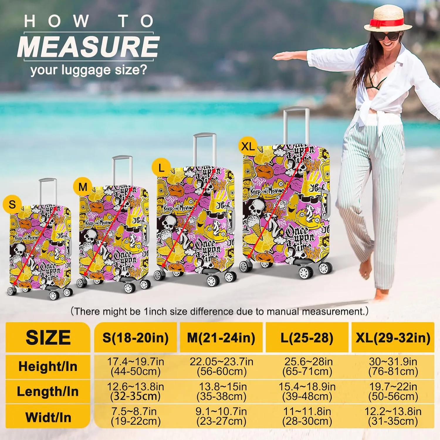Luggage Covers for Suitcase Protector Tsa Approved Fits 26-28 Inch Luggage, Custom Baggage Cover for Travel Anti Scratch Dirt Washable.