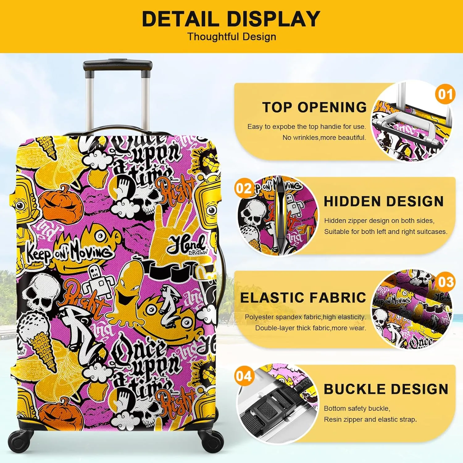 Luggage Covers for Suitcase Protector Tsa Approved Fits 26-28 Inch Luggage, Custom Baggage Cover for Travel Anti Scratch Dirt Washable.