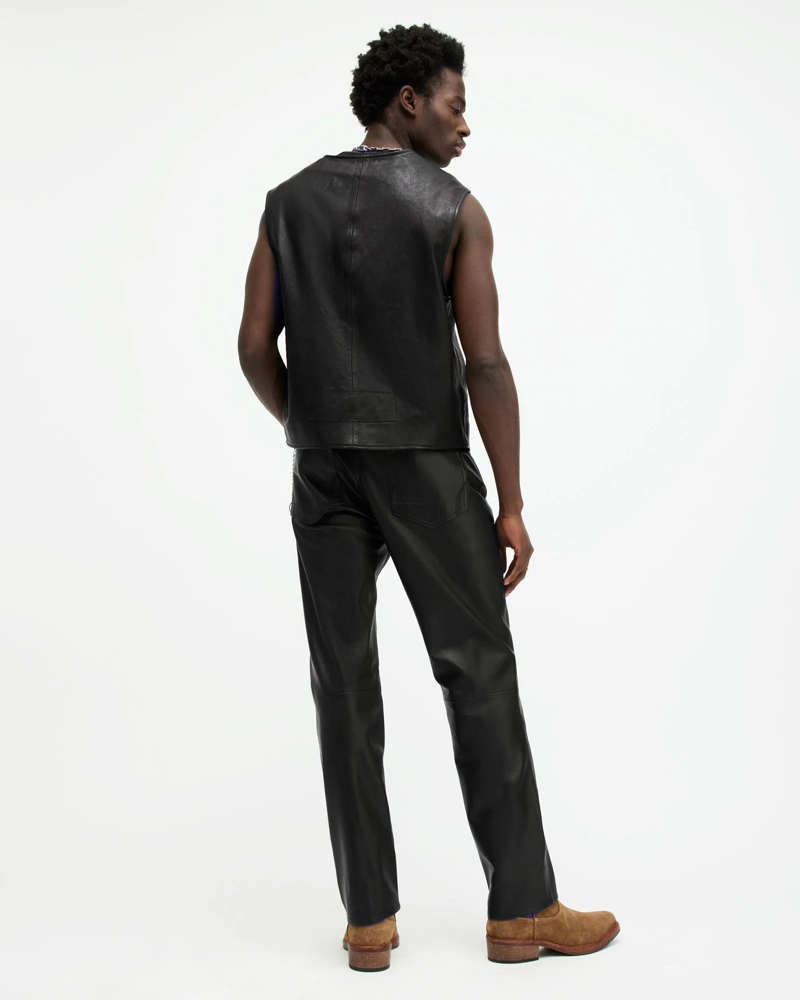 Lynch Straight Fit Leather Trousers