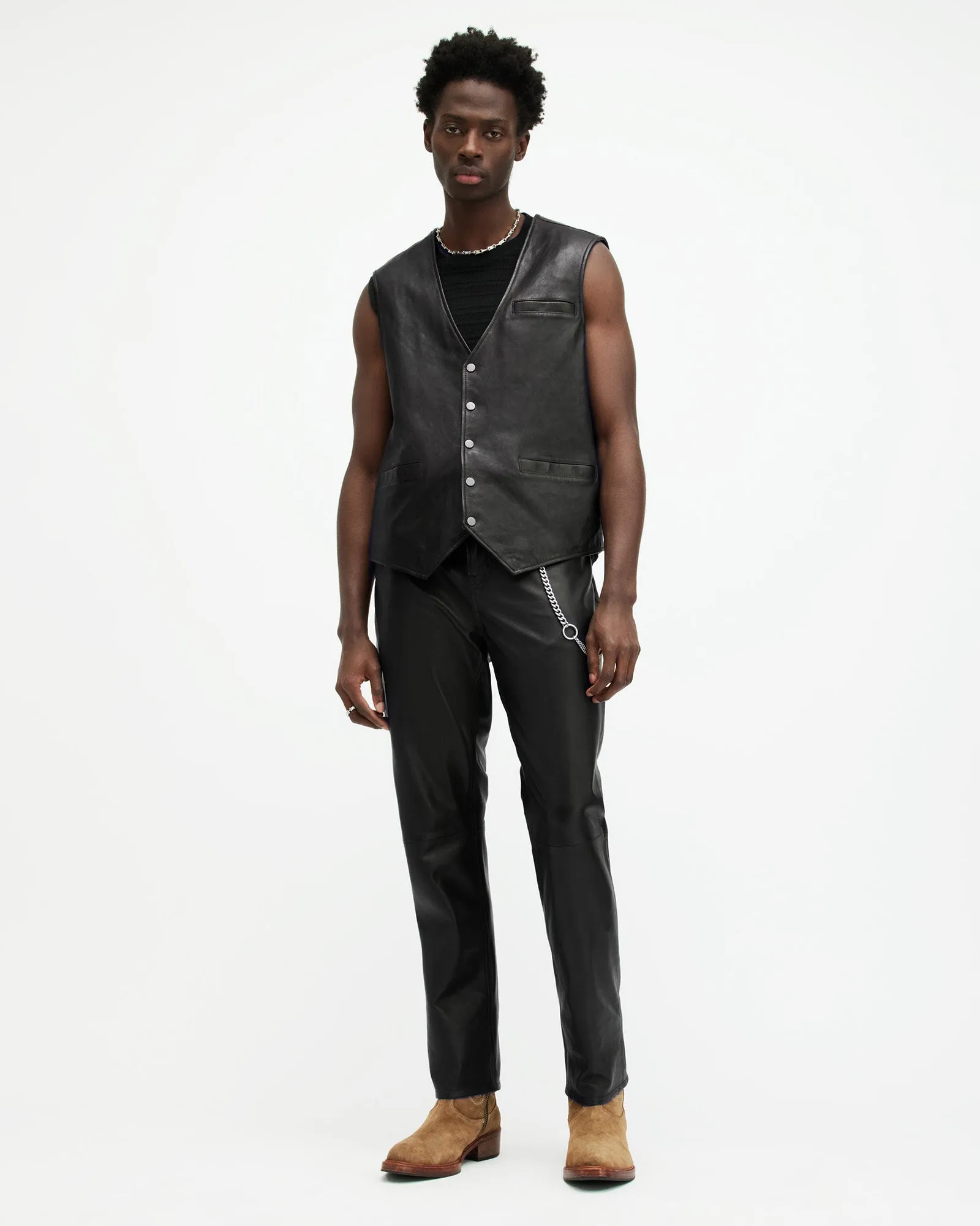 Lynch Straight Fit Leather Trousers