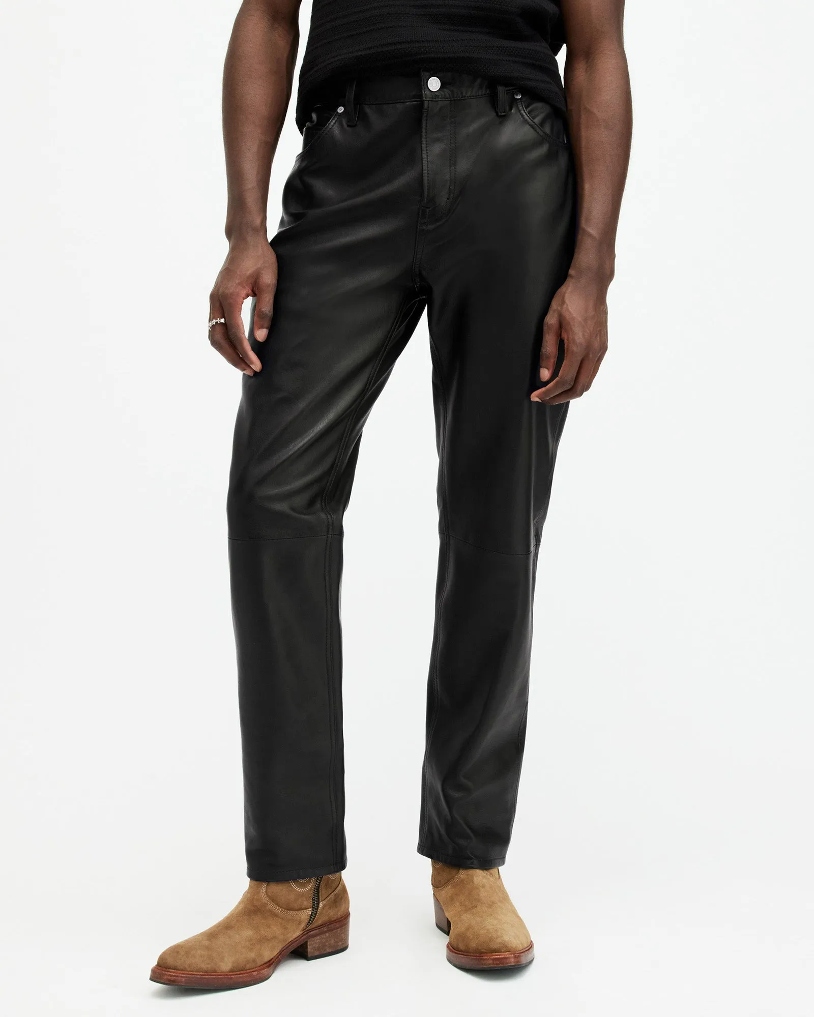 Lynch Straight Fit Leather Trousers