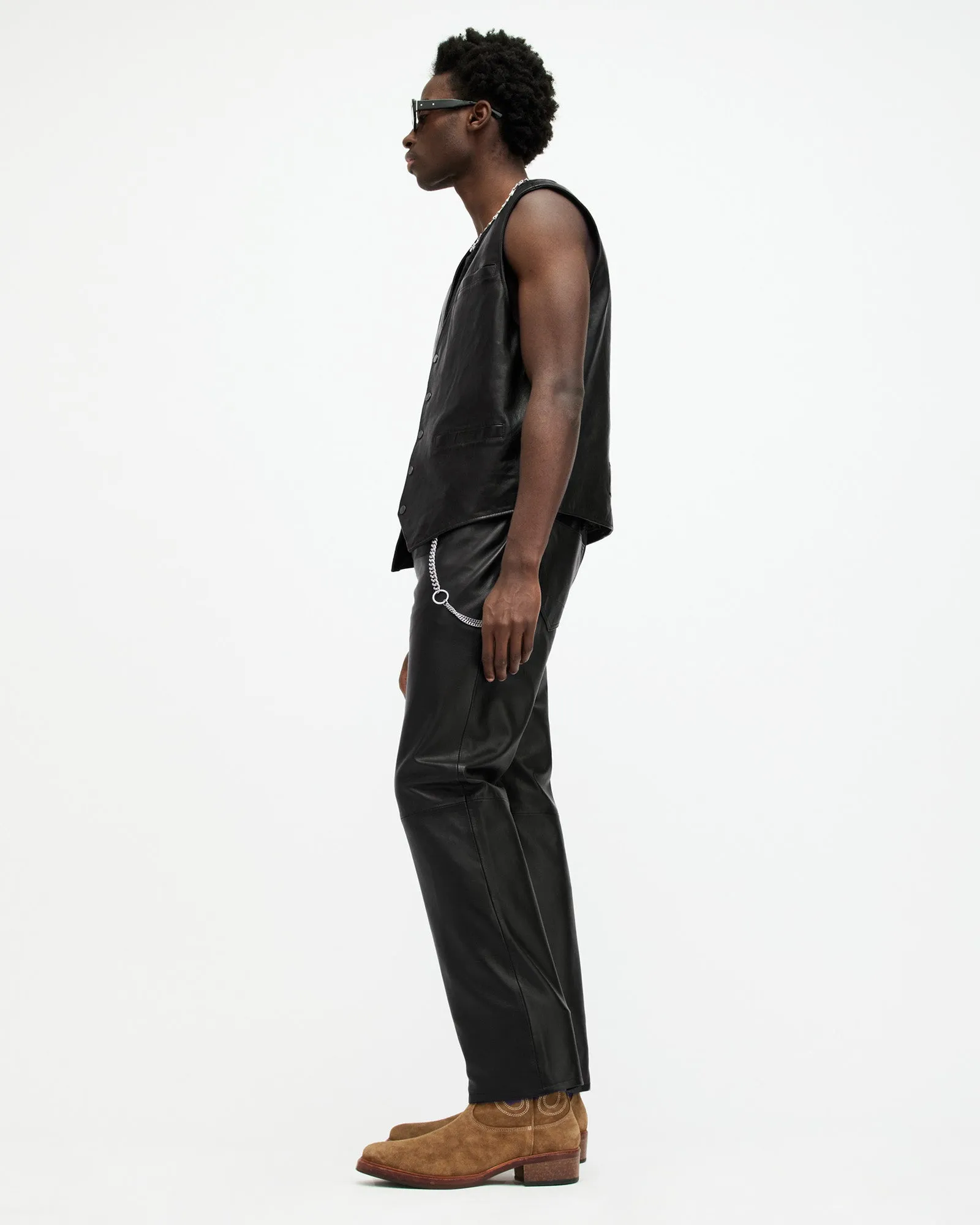 Lynch Straight Fit Leather Trousers