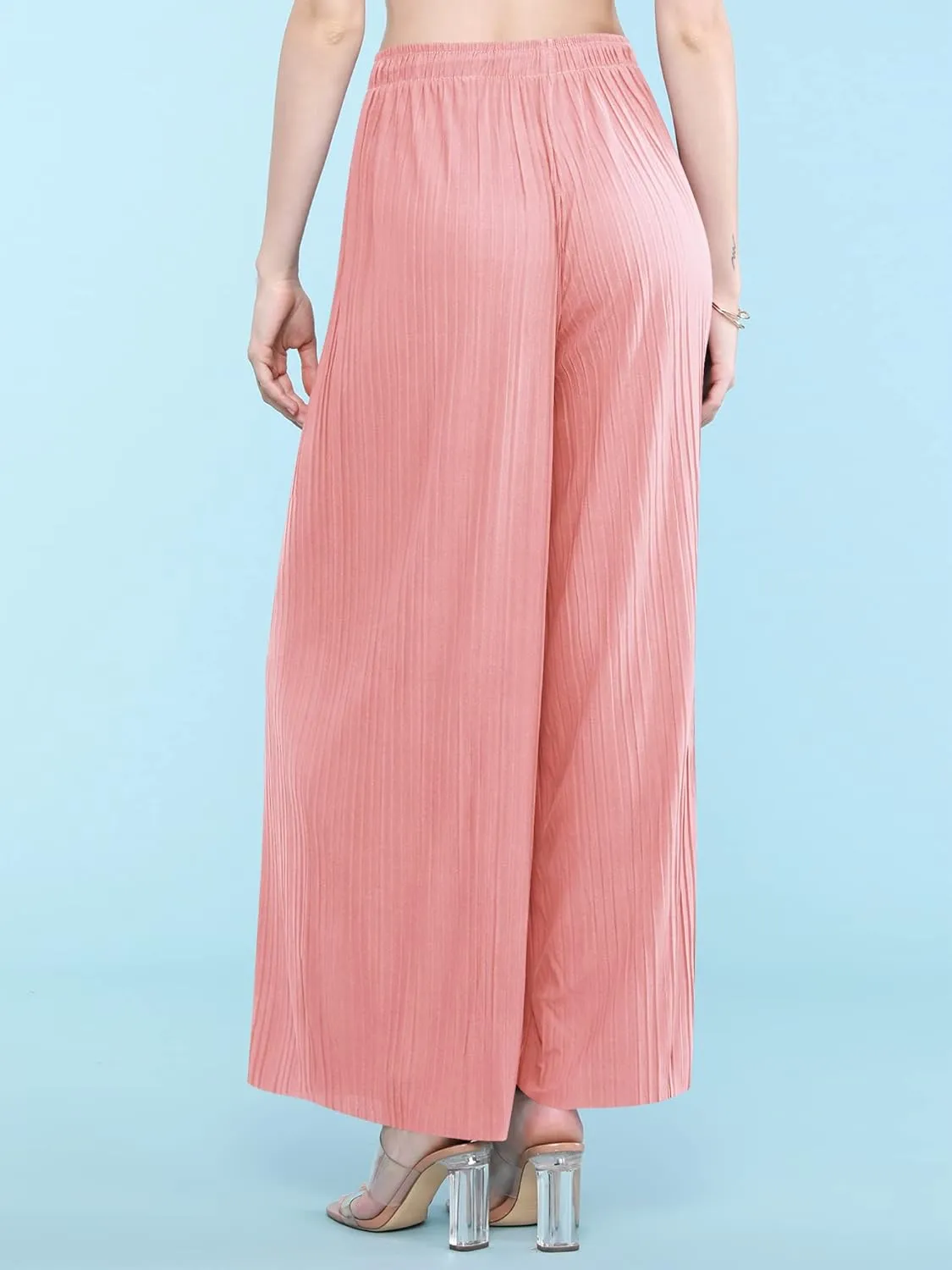 Made By Johnny Women's Pleated Wide Leg Palazzo Pants with Drawstring