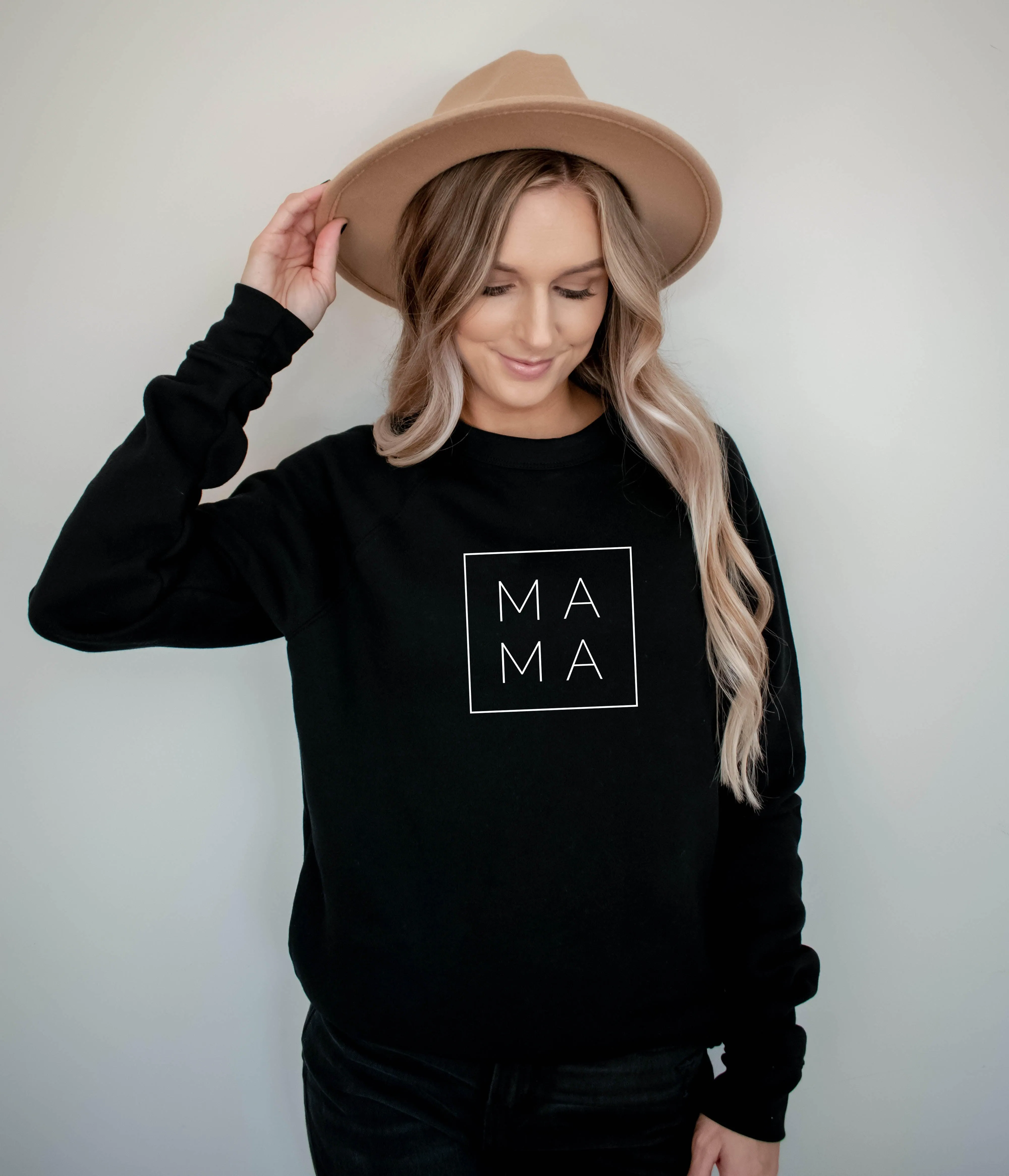 Mama Drop Shoulder Sponge Fleece Crewneck Sweatshirt (Square)