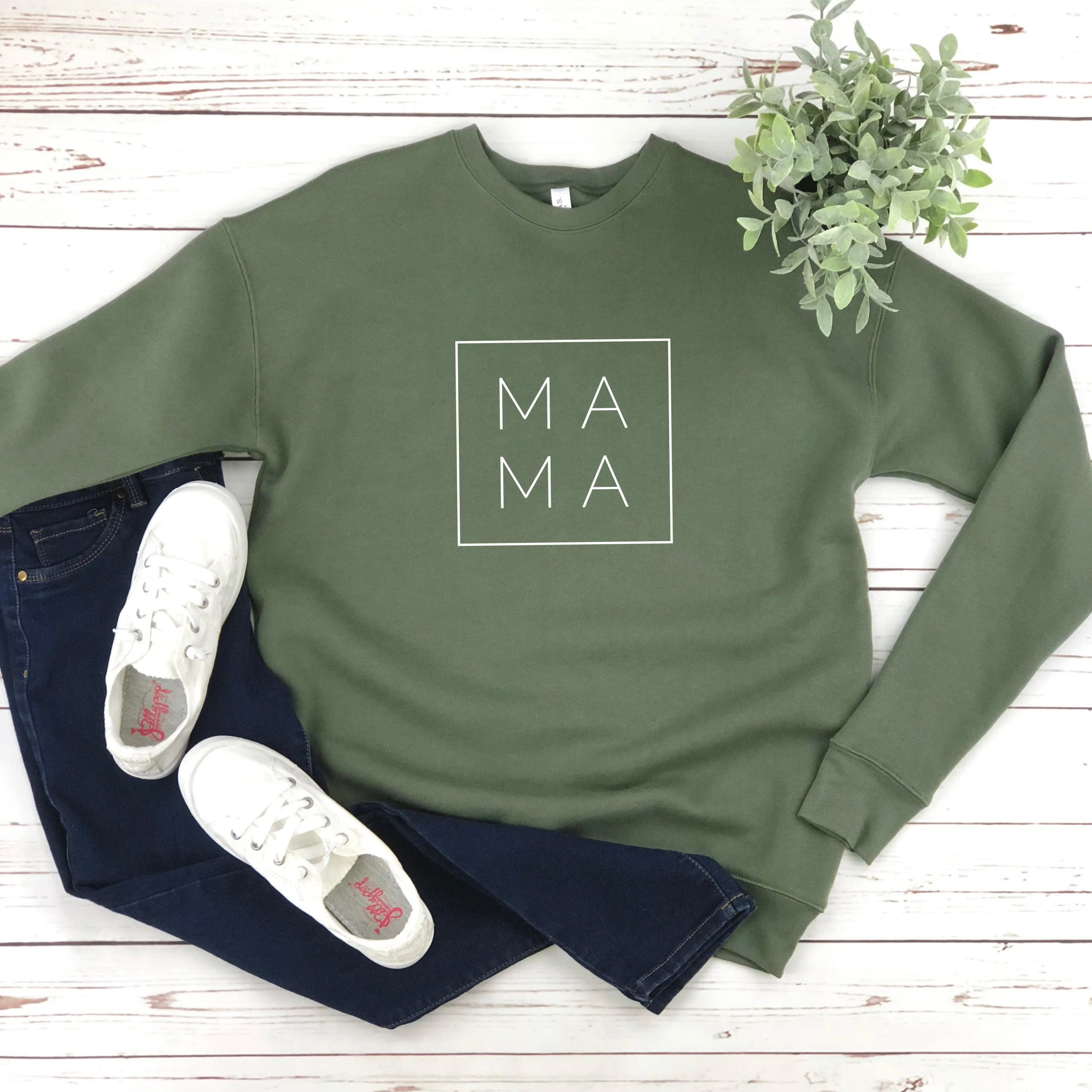 Mama Drop Shoulder Sponge Fleece Crewneck Sweatshirt (Square)