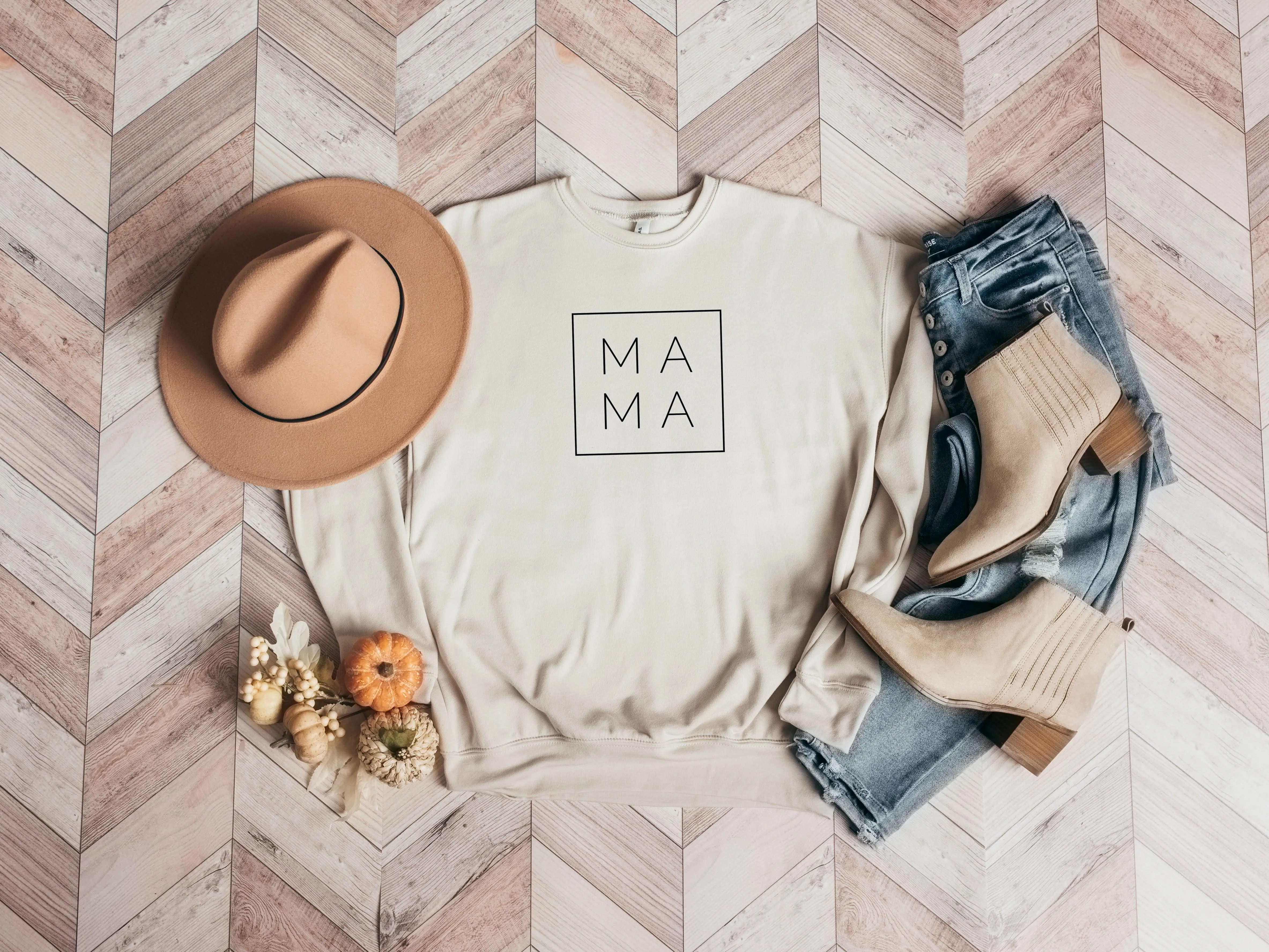 Mama Drop Shoulder Sponge Fleece Crewneck Sweatshirt (Square)