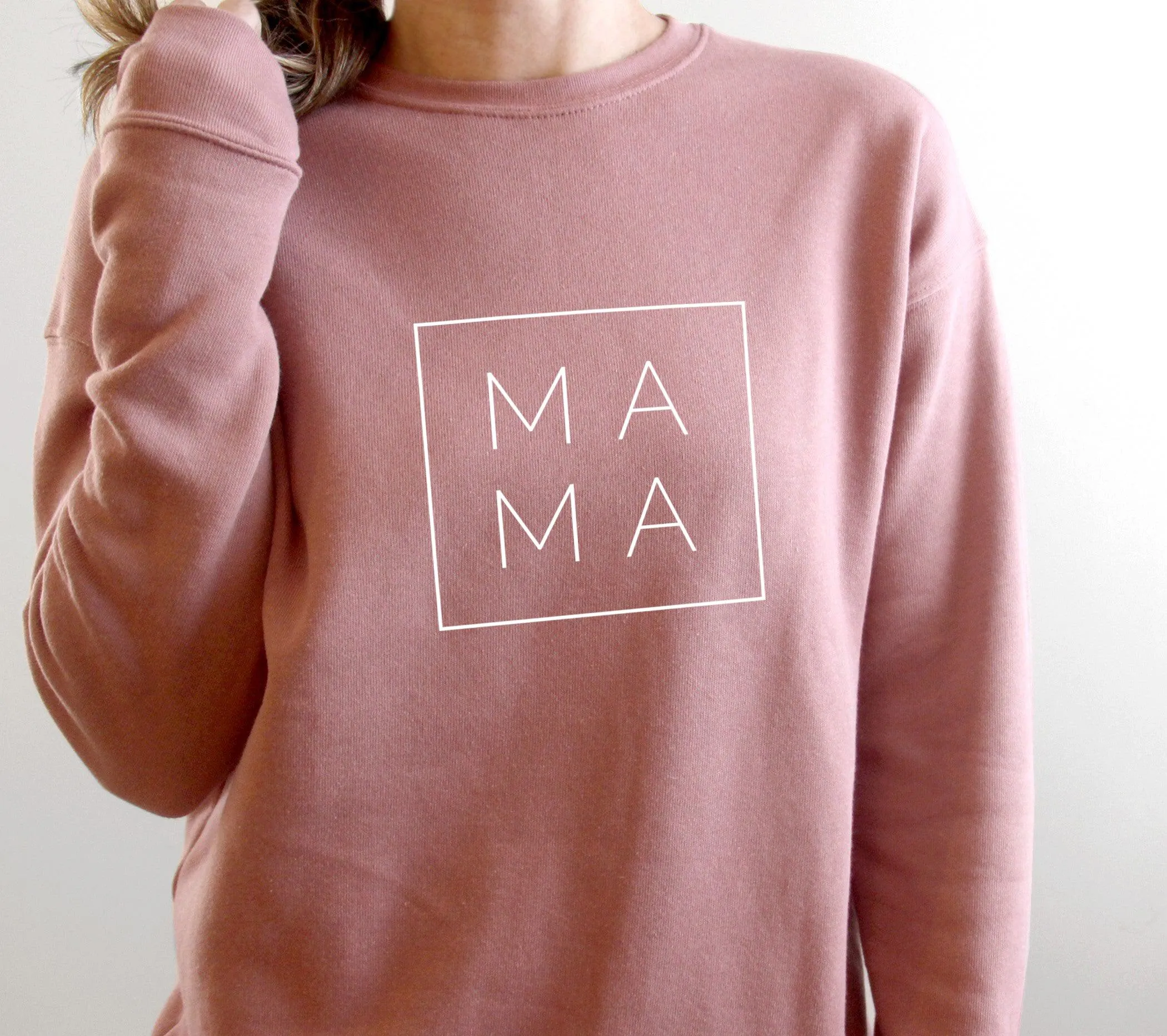 Mama Drop Shoulder Sponge Fleece Crewneck Sweatshirt (Square)