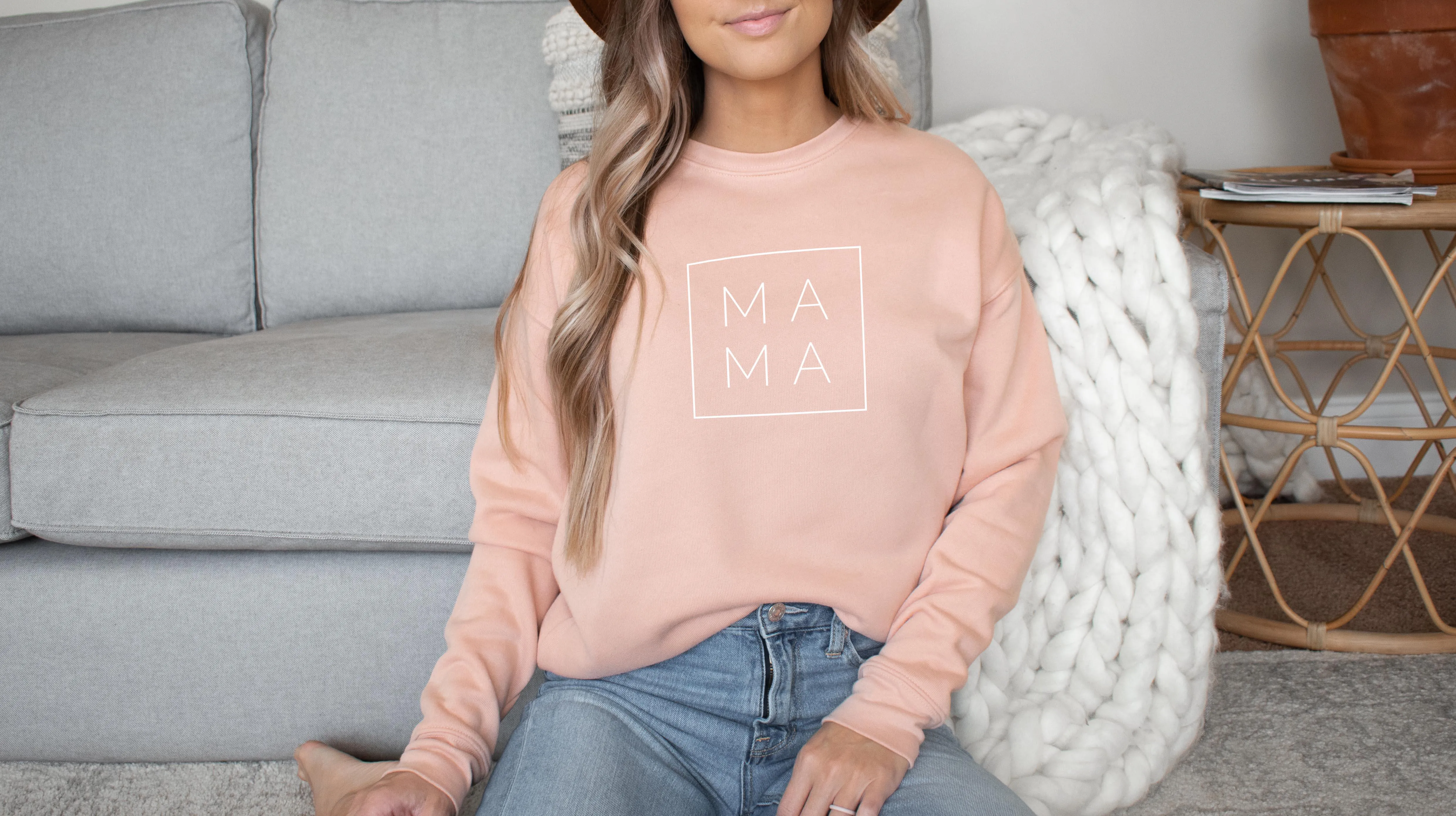 Mama Drop Shoulder Sponge Fleece Crewneck Sweatshirt (Square)