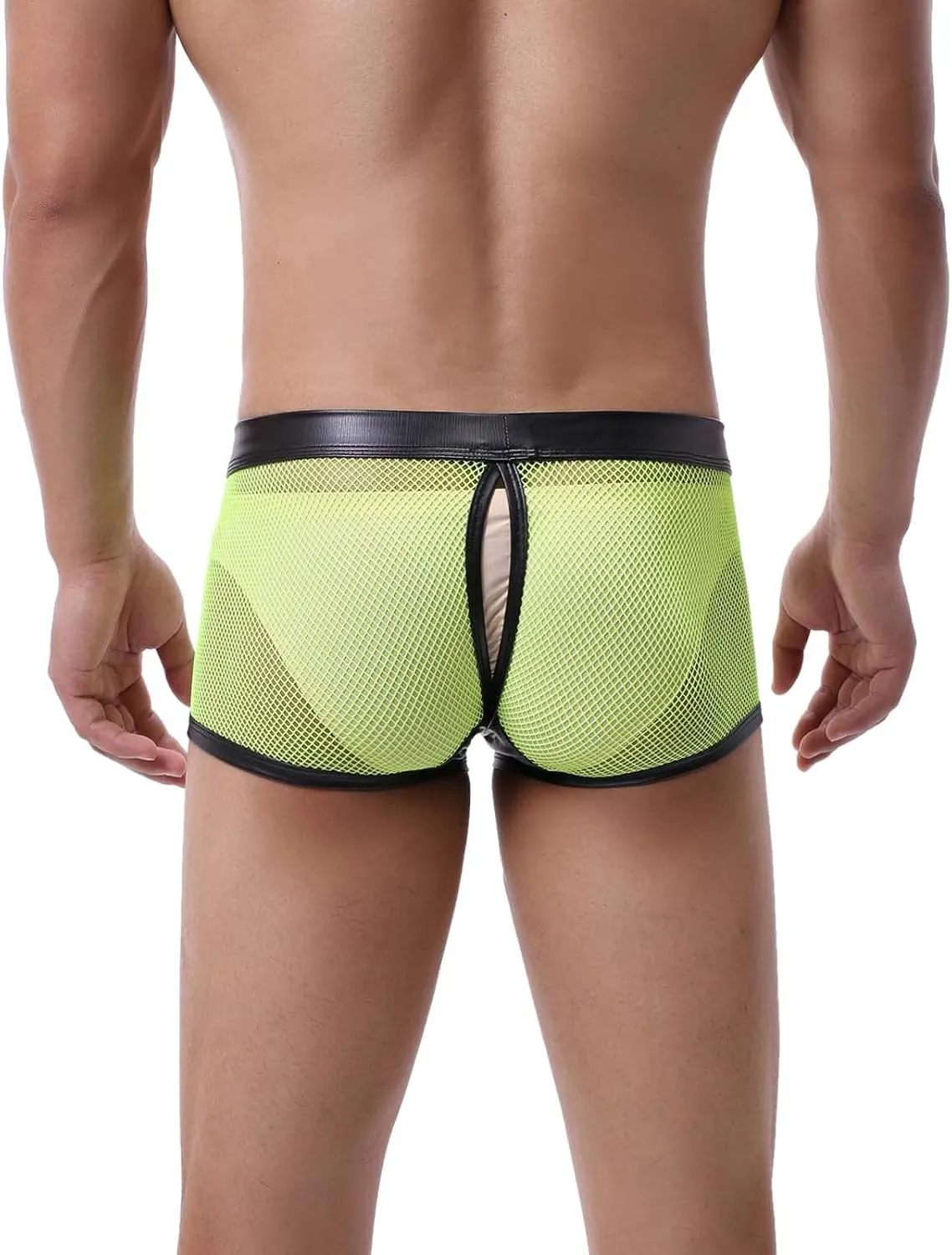 Men's Sexy Open Front Ring Boxer Briefs Hollow Pouch Trunks Underwear Cut Out Bikini Trunks Men's Undie