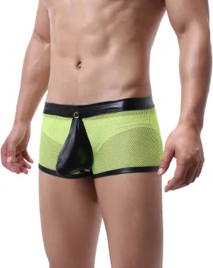 Men's Sexy Open Front Ring Boxer Briefs Hollow Pouch Trunks Underwear Cut Out Bikini Trunks Men's Undie