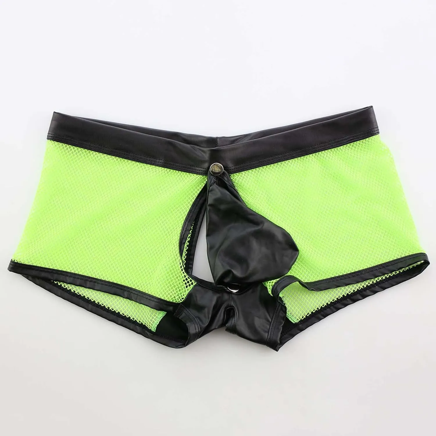 Men's Sexy Open Front Ring Boxer Briefs Hollow Pouch Trunks Underwear Cut Out Bikini Trunks Men's Undie