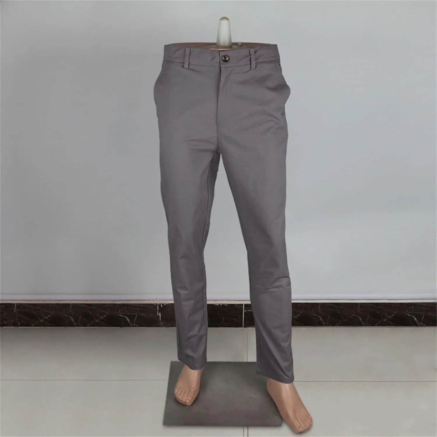 Men's Stretch Skinny Dress Pants Solid Business Flat Front Golf Long Pant Classic Slim Tapered Chino Trousers