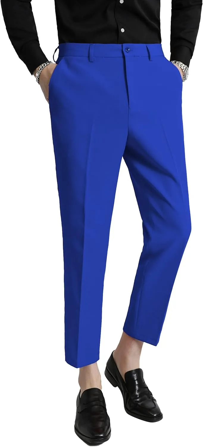 MOGU Ankle-Length Dress Pants for Men Slim Fit Cropped Trousers