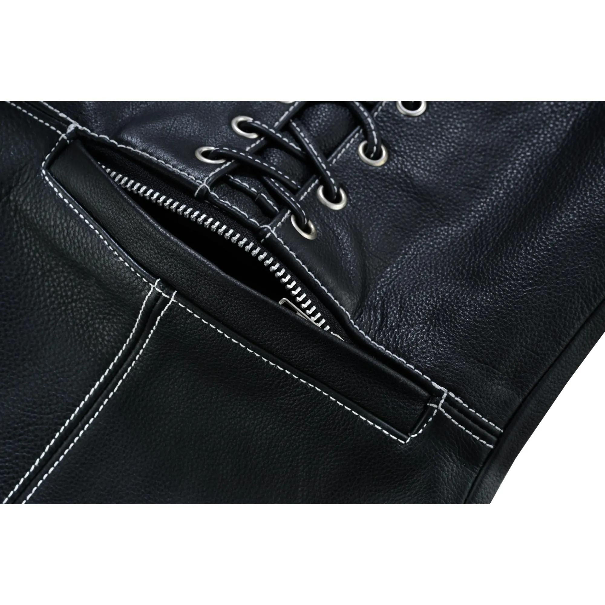 Night Edge Black Ladies Leather Vest