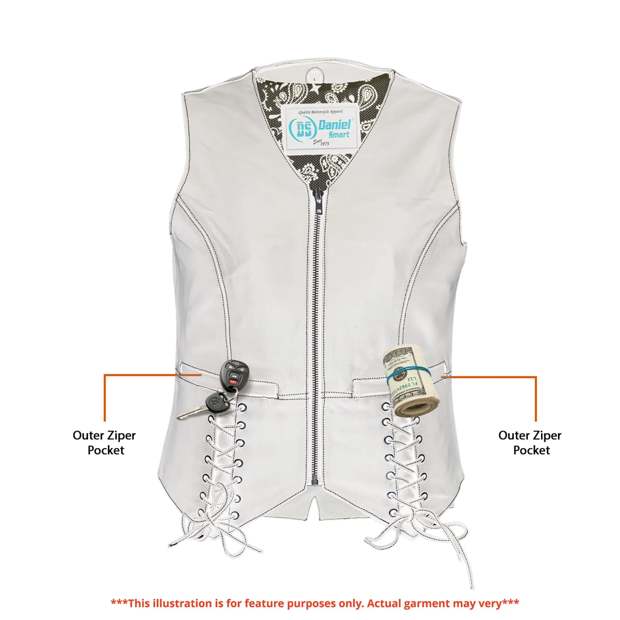 Night Edge Black Ladies Leather Vest