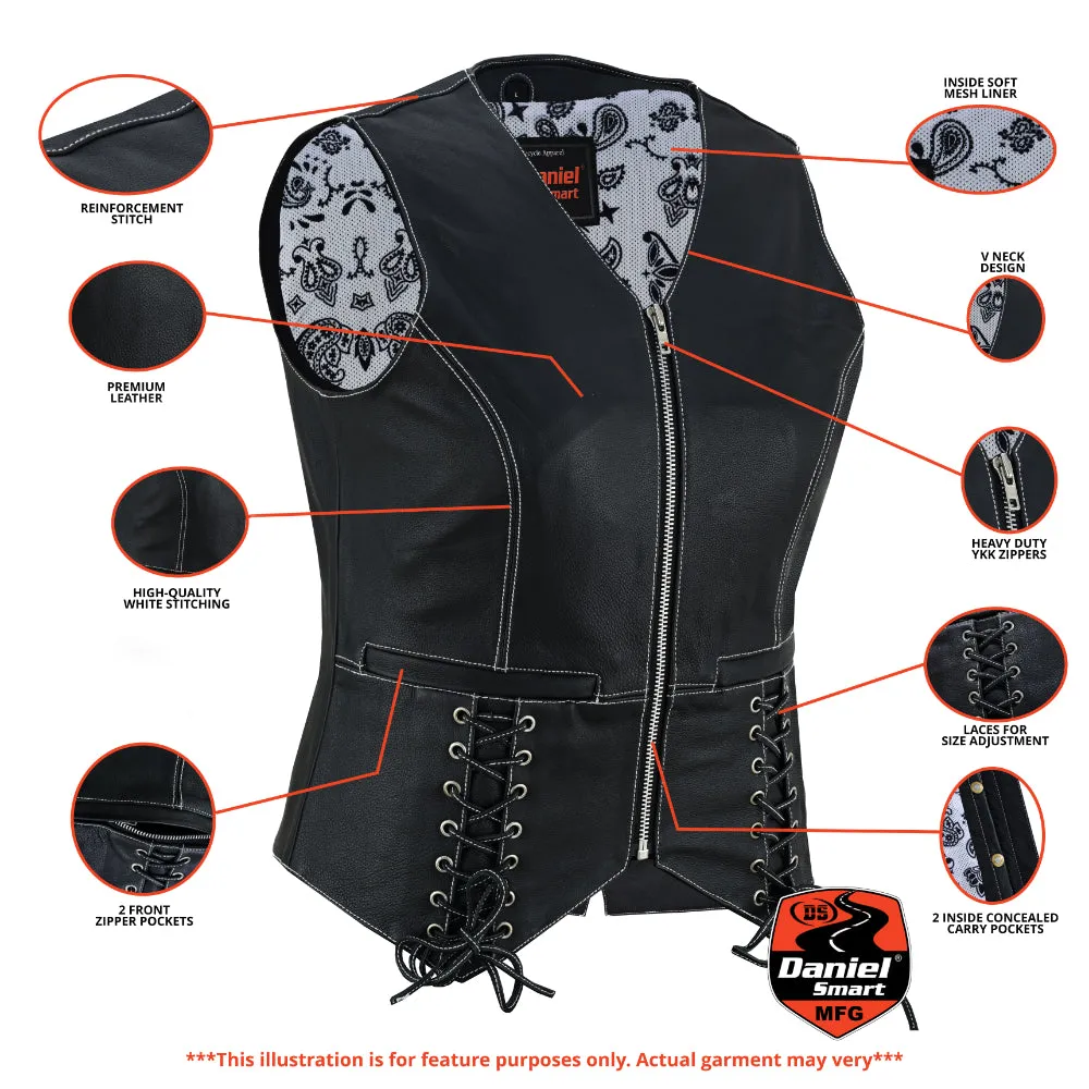 Night Edge Black Ladies Leather Vest