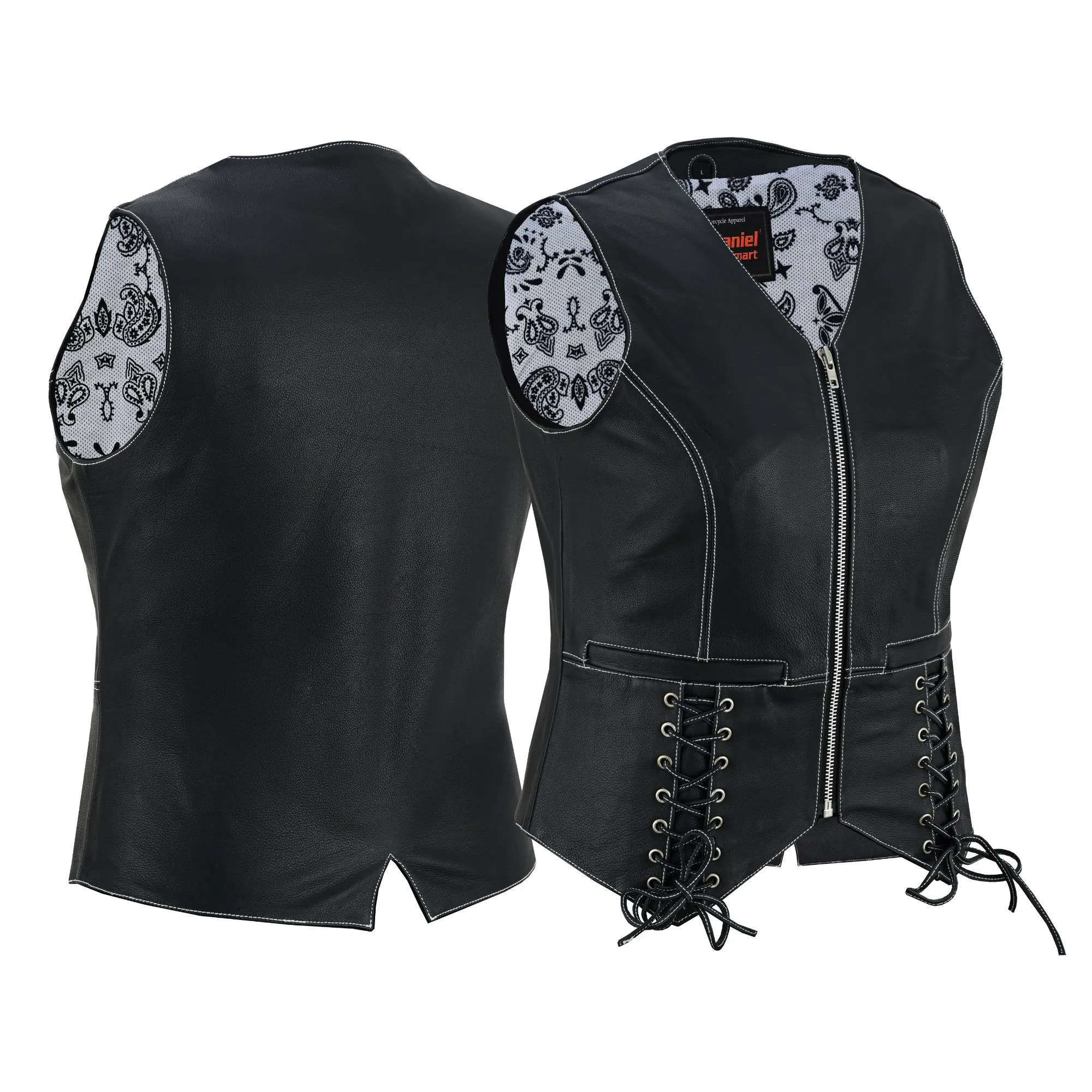 Night Edge Black Ladies Leather Vest