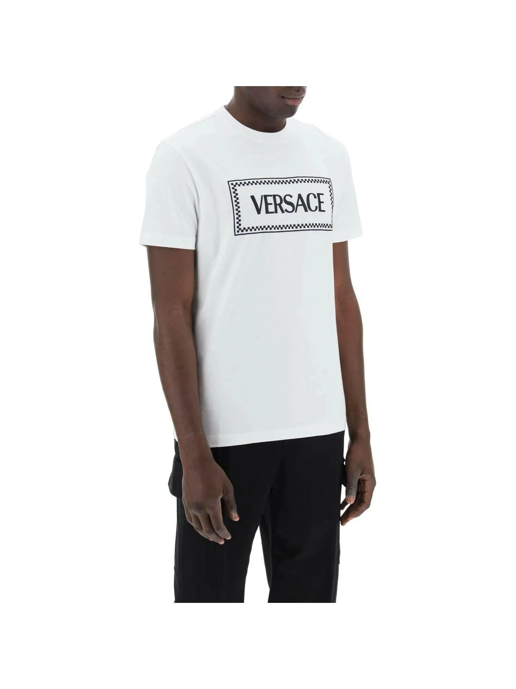 Optical Embroidered Logo Tee