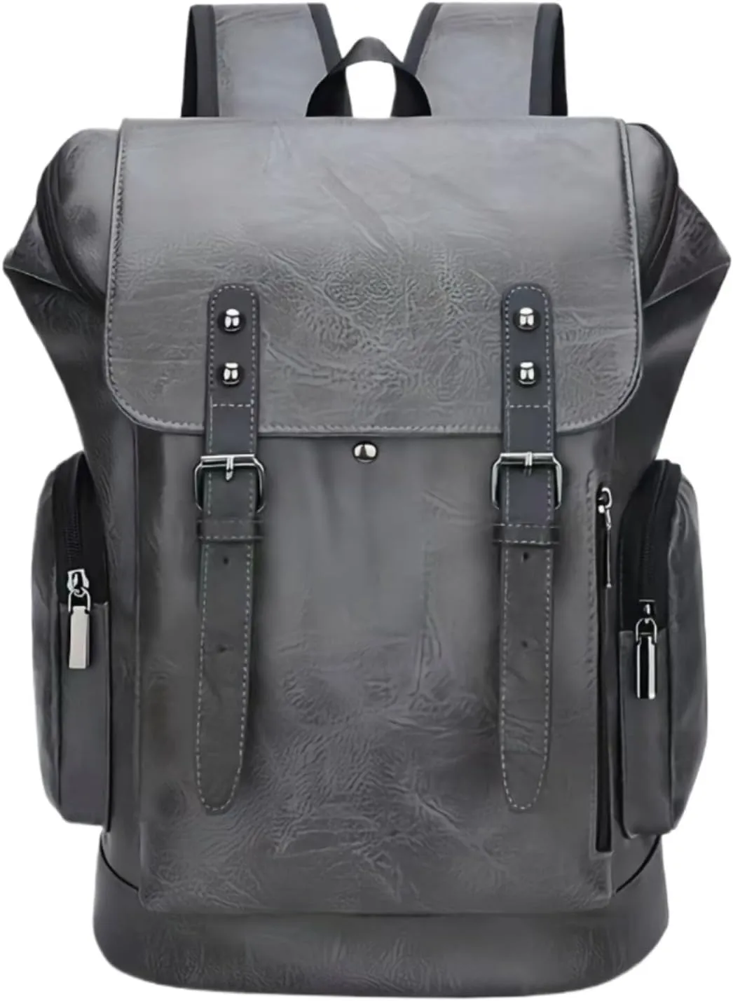PU leather casual backpack 15.6 inches travel college work backpack business laptop backpack multi-pocket schoolbag (grey1,Backpack)