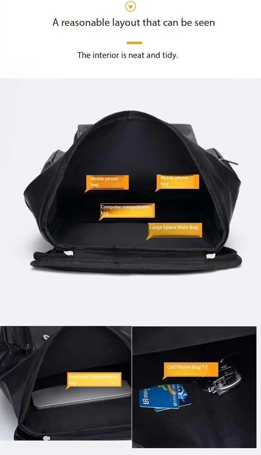 PU leather casual backpack 15.6 inches travel college work backpack business laptop backpack multi-pocket schoolbag (grey1,Backpack)