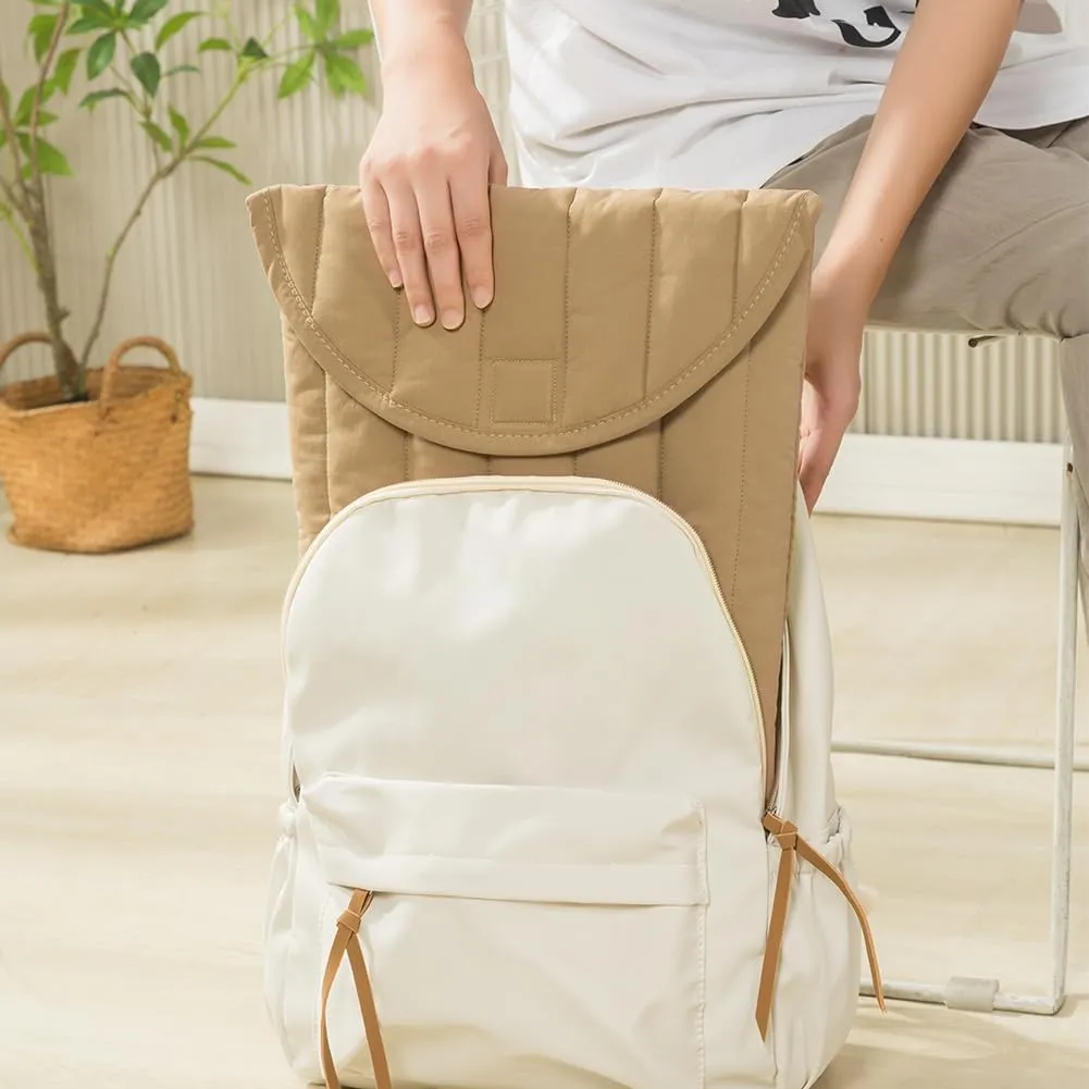 Puffy Laptop Sleeve 15-16 Inch Streak-Beige, Protective Carrying Case for Men and Women, Cute Case Bag Compatible with 15 and 16 Inch Laptops, for MacBook Air M2, Asus/Dell Xps in Cover