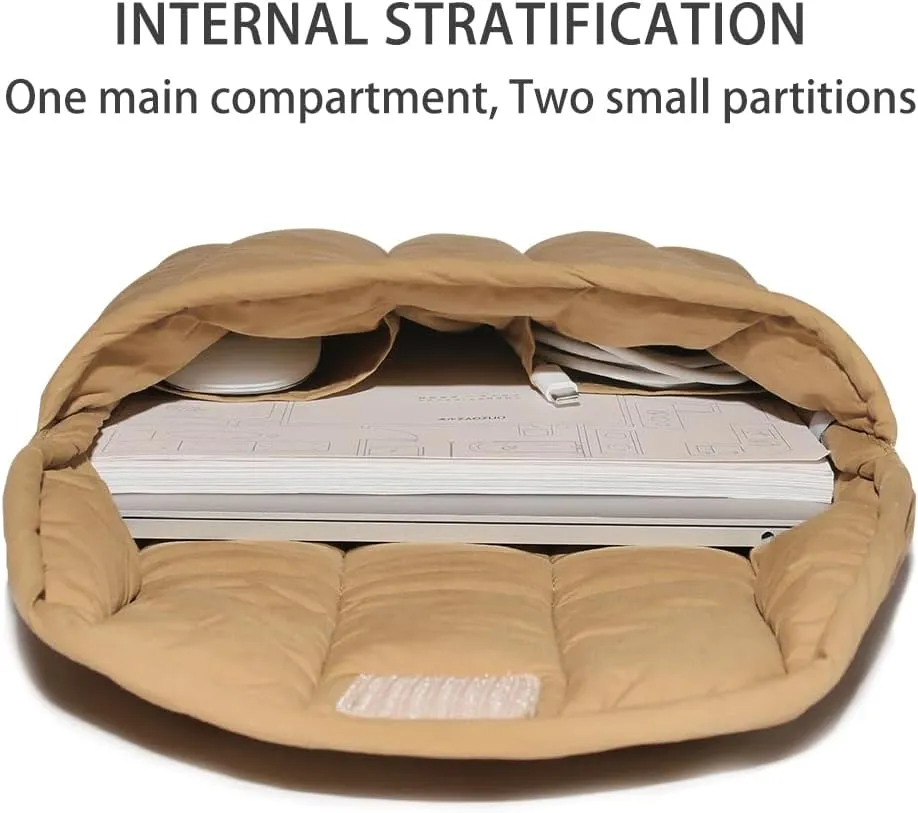 Puffy Laptop Sleeve 15-16 Inch Streak-Beige, Protective Carrying Case for Men and Women, Cute Case Bag Compatible with 15 and 16 Inch Laptops, for MacBook Air M2, Asus/Dell Xps in Cover