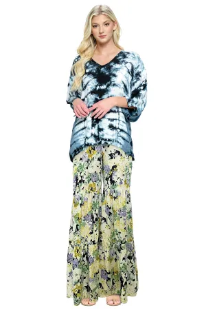 Purple Pants Palazzo Floral Tiered Ruffle