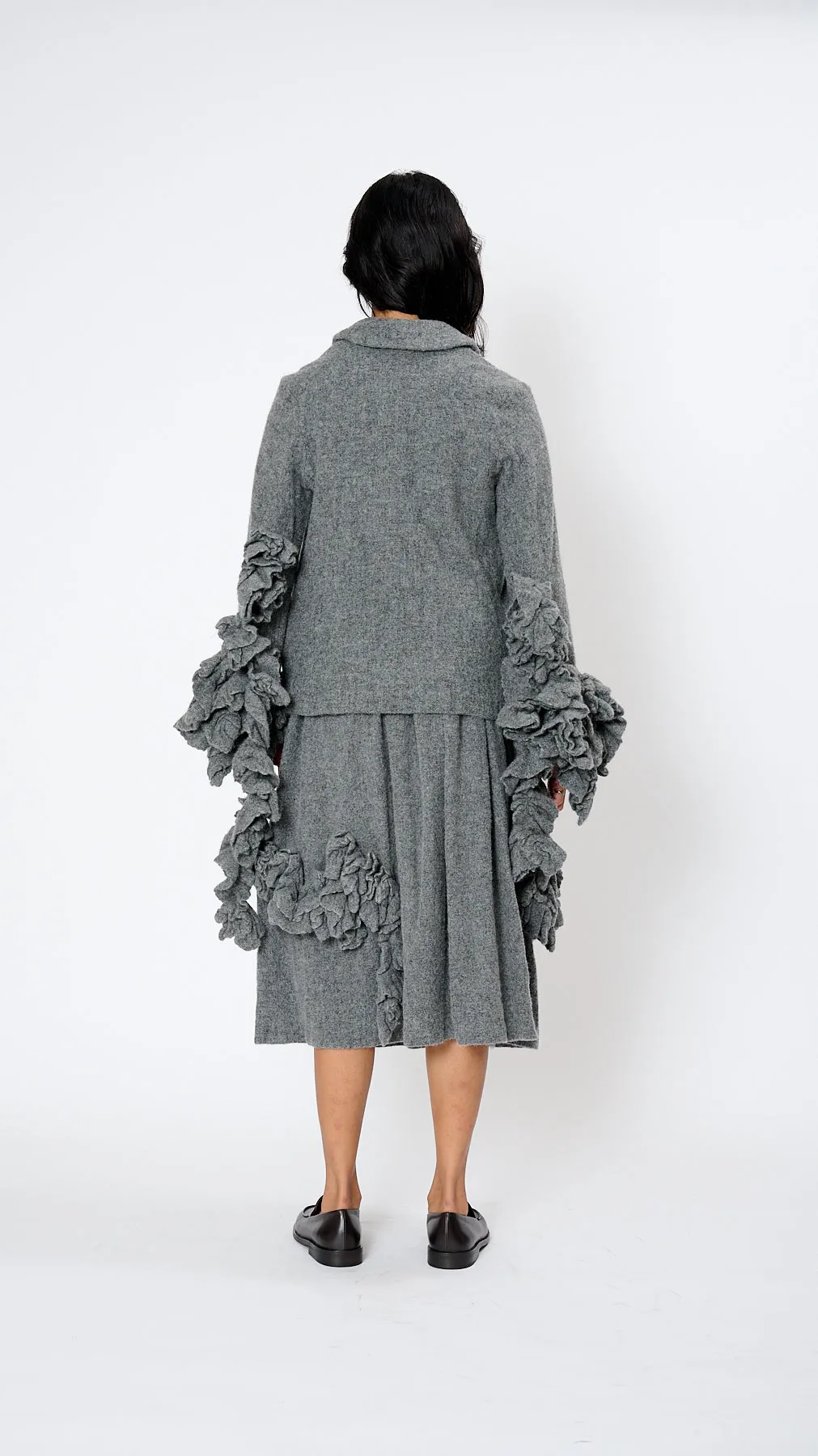 Ruffle Sleeve Jacket in Grey