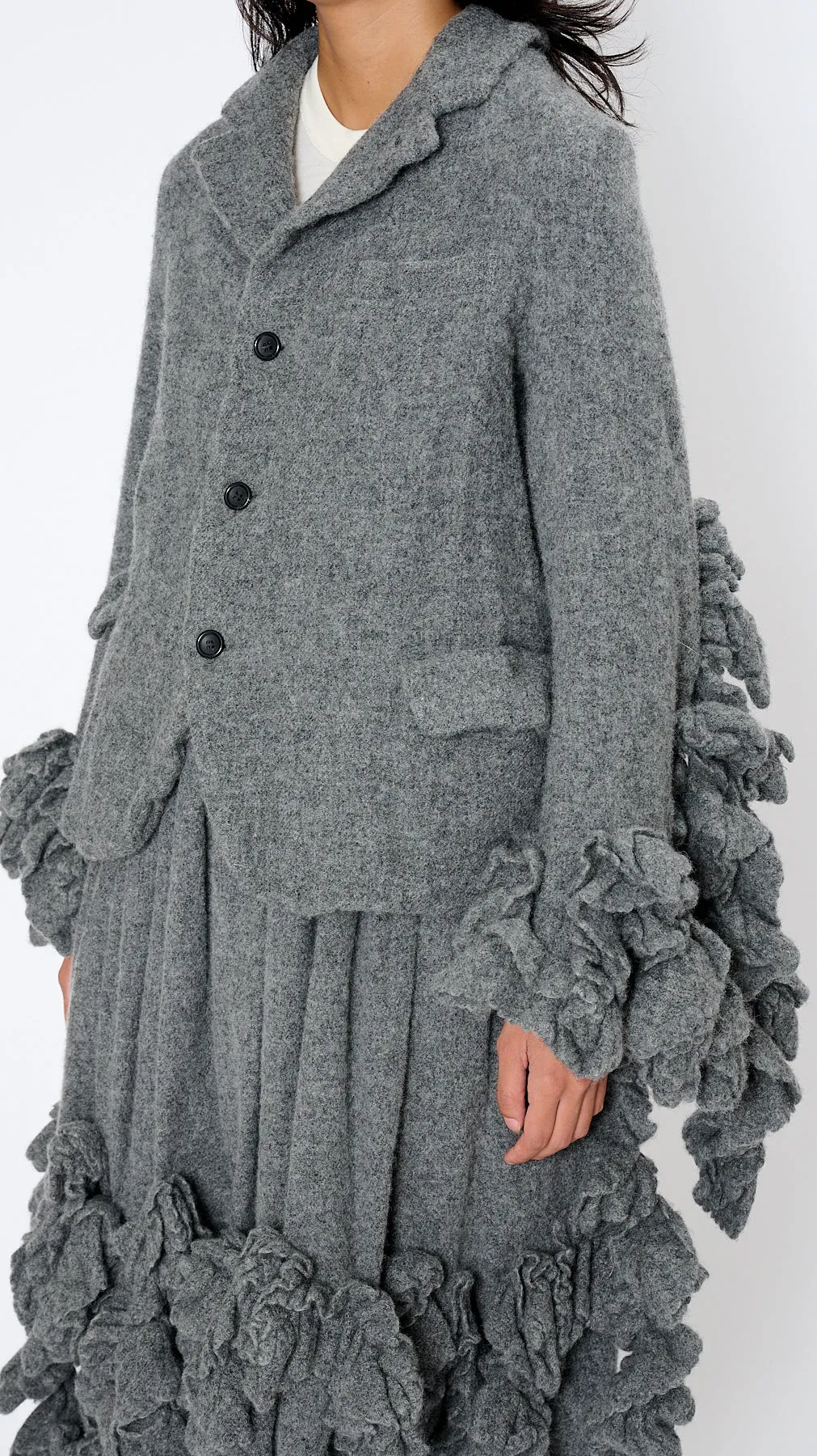 Ruffle Sleeve Jacket in Grey