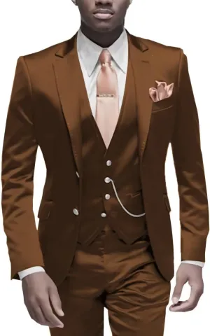 Satin Men Suits Slim Fit 3 Piece Suit for Men Formal Wedding Prom Suits Men Blazer Vest Pants Set