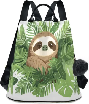 Sinestour Cute Sloth Backpack Purse Anti-Theft Casual Travel Rucksack Fashion Lightweight Shoulder Bag for Ladies Tote Backpack