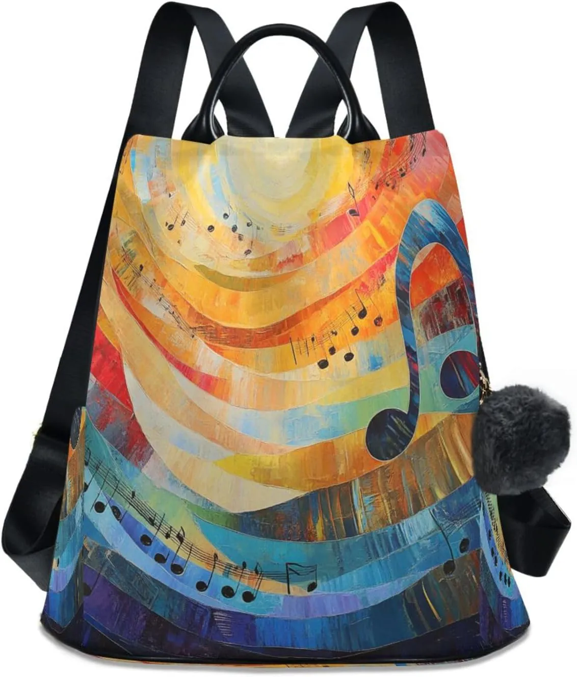 Sinestour Musical Symbols Colorful Backpack Purse Anti-Theft Casual Travel Rucksack Fashion Lightweight Shoulder Bag for Ladies Tote Backpack