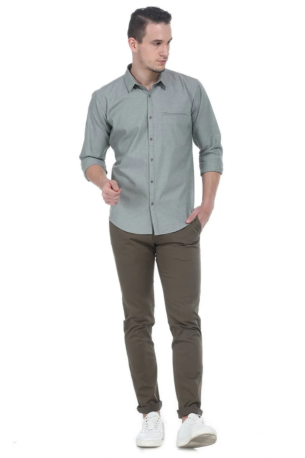 Slim Fit Herringbone Shirt