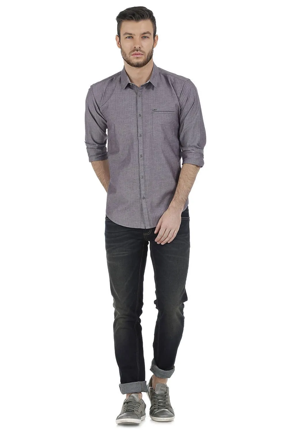 Slim Fit Herringbone Shirt